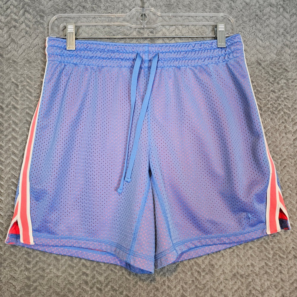 Danskin Now Womens Mesh Athletic Shorts Blue Pink Stripe DL23B-250N Small 4-6